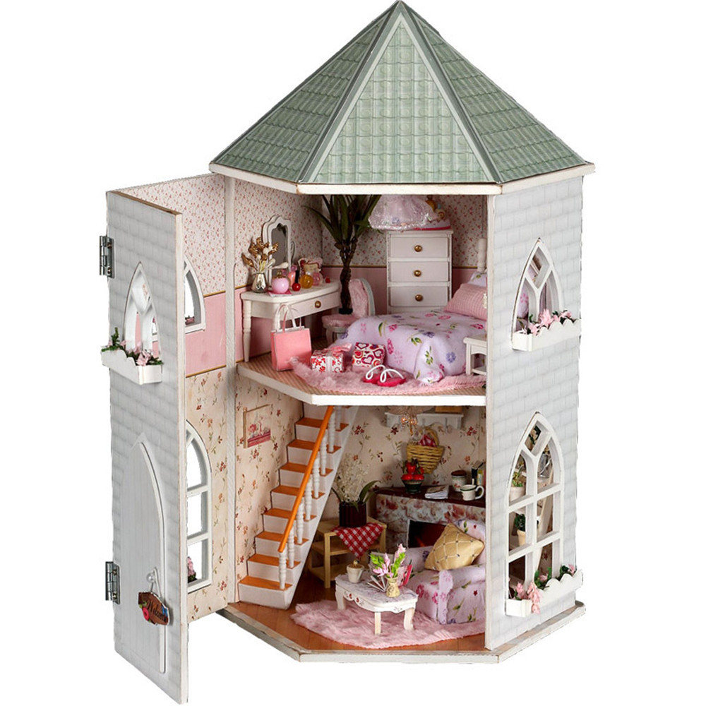 DIY Wood Kits
 Kits Love Castle DIY Wood Dollhouse Miniature With Light