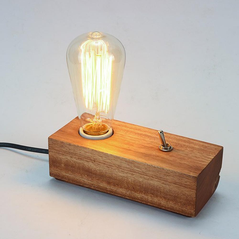 DIY Wood Lamp
 Fashion DIY Bedroom Modern Edison Wooden Table Lighting