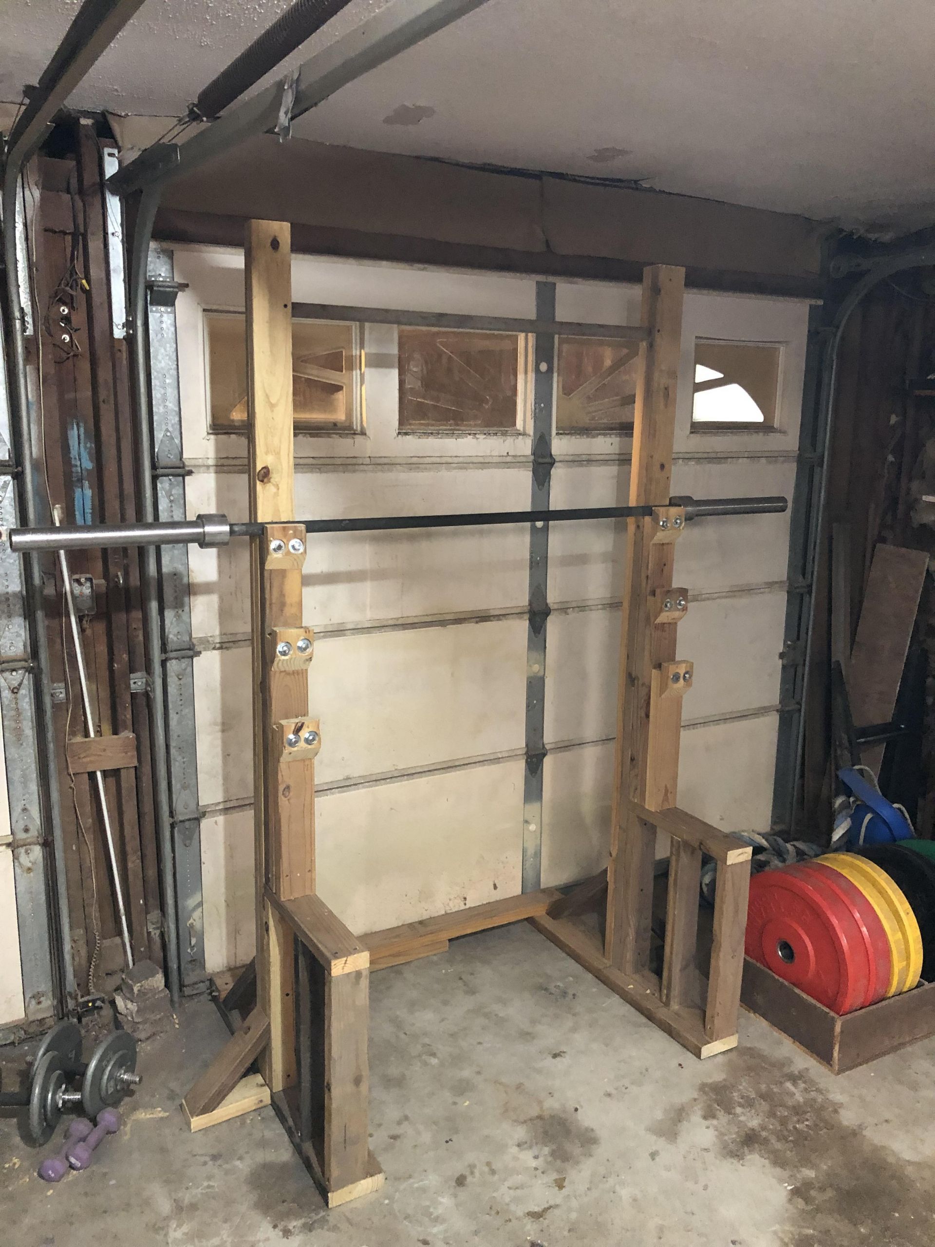 DIY Wood Squat Rack
 Diy squat rack w pull up bar homegym