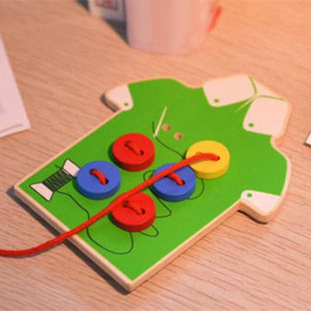 DIY Wooden Baby Toys
 2017 Baby Smart Toys Diy Beads Wooden Lacing Board Toy Sew