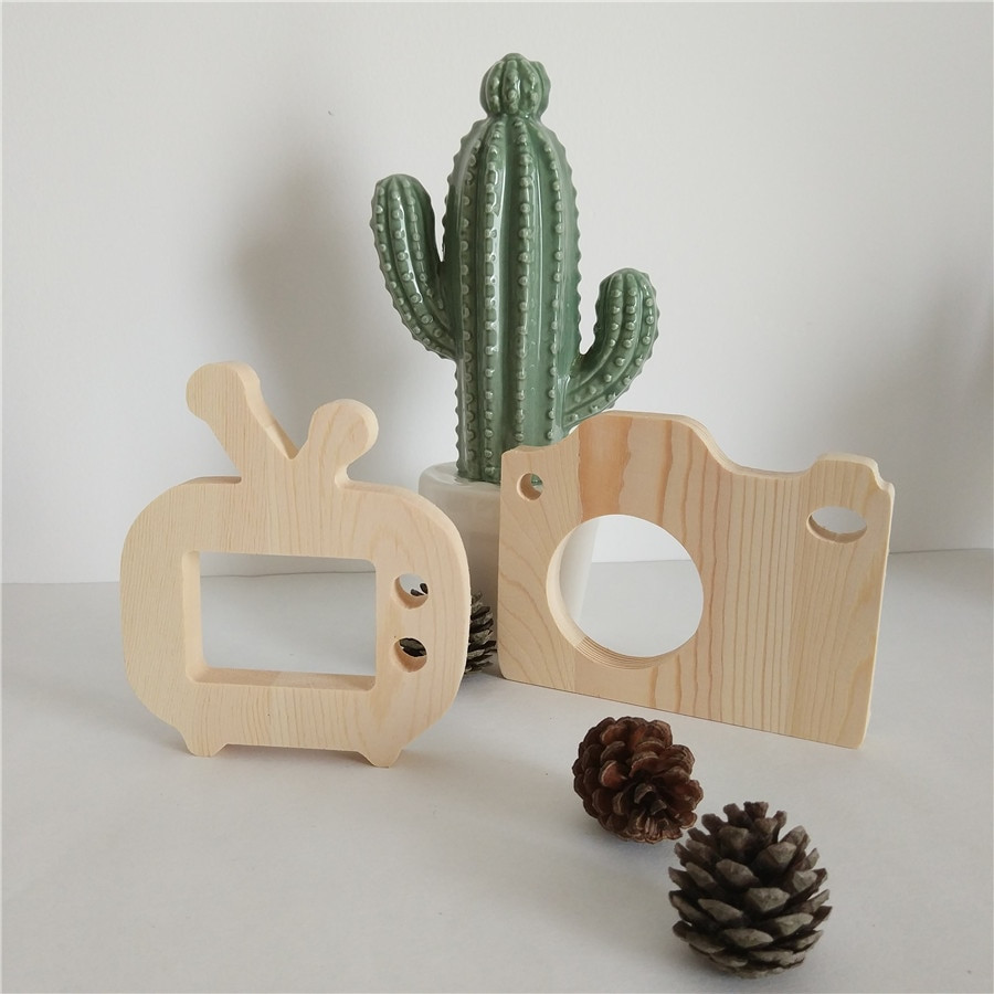 Diy Wooden Baby Toys
 Baby Kids Cute Natural Wooden Camera Wooden TV DIY Toys