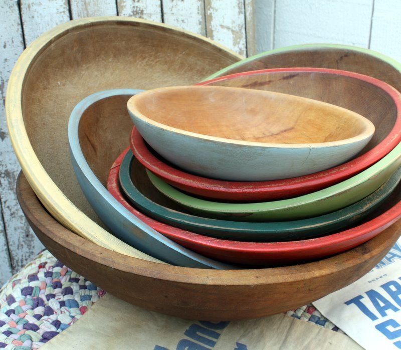 DIY Wooden Bowl
 Painted Vintage Butter Bowls DIY