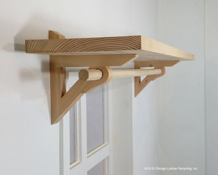 DIY Wooden Brackets
 Shelf Bracket Support With Curtain Drapery Rod Holder