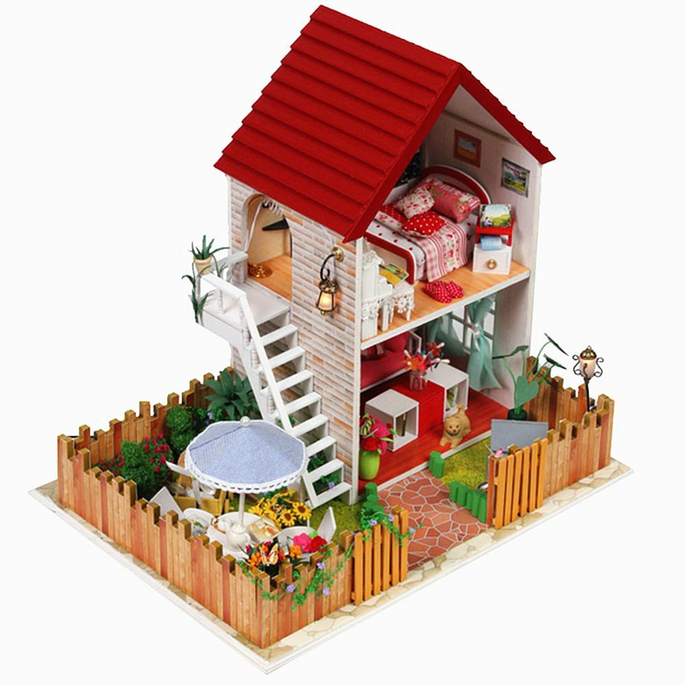 DIY Wooden Dollhouse Kits
 Handmade Wooden Dollhouse Miniature DIY Kit Villa