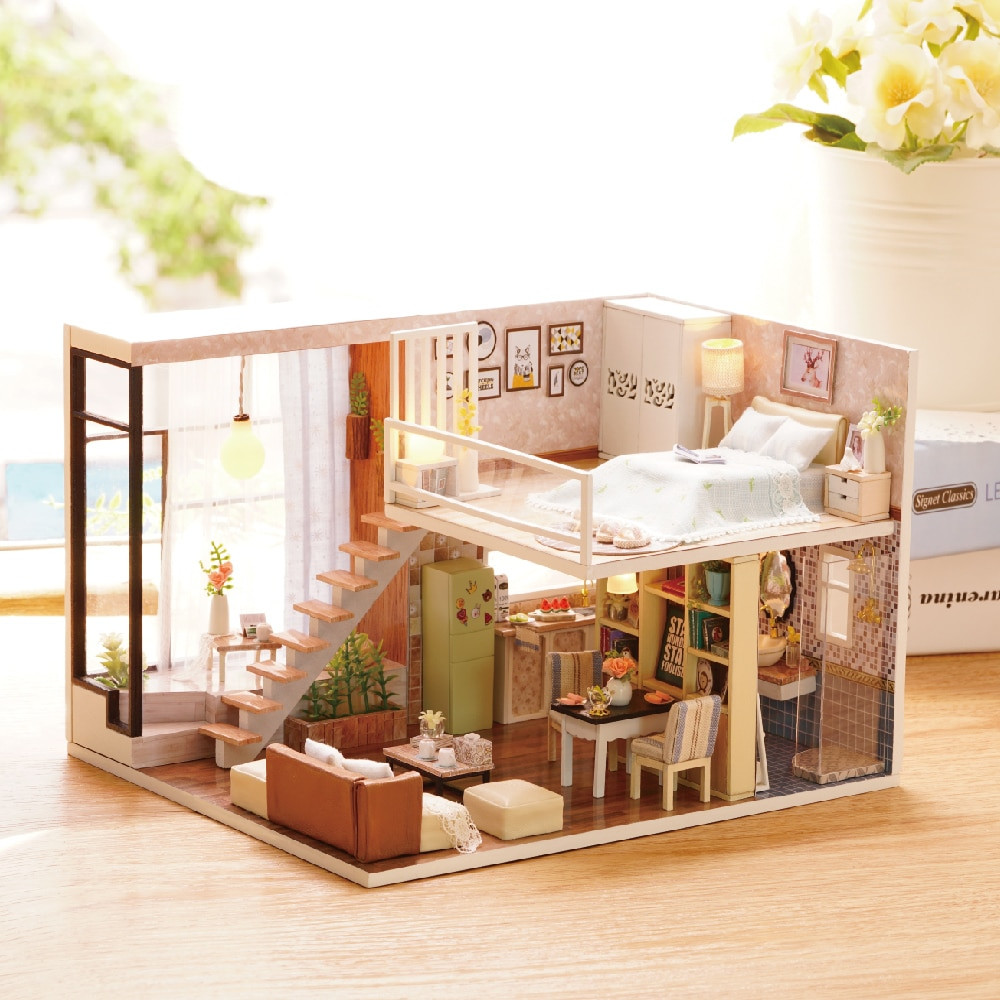 DIY Wooden Dollhouse Kits
 Diy Miniature Wooden Doll House Furniture Kits Toys
