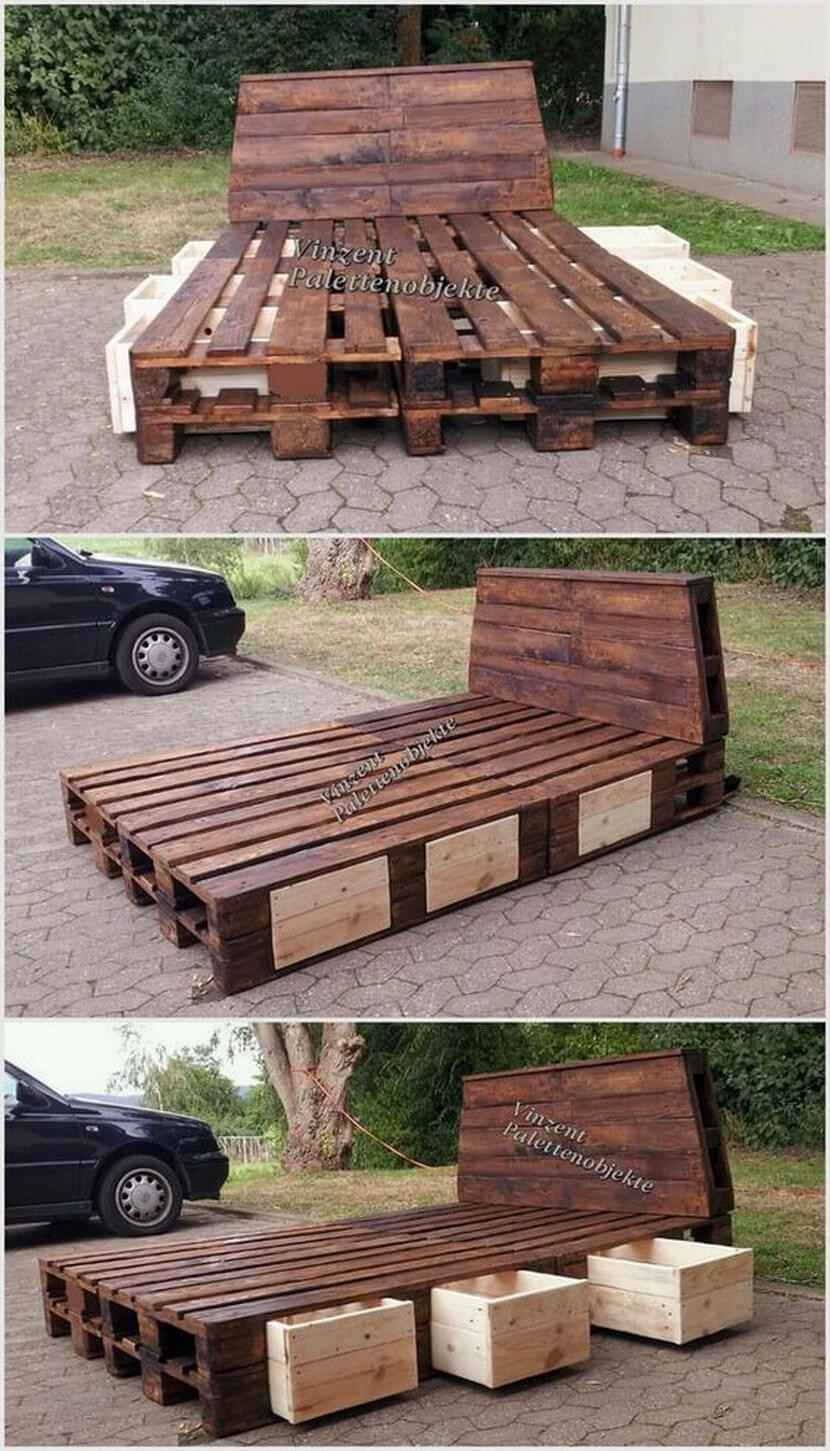 DIY Wooden Pallet Bed
 100 DIY Ideas For Wood Pallet Beds