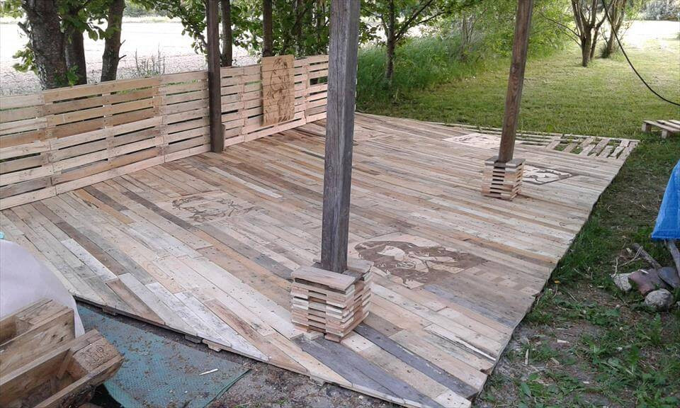 DIY Wooden Patio
 Pallet Deck Construction DIY Patio Furniture Easy