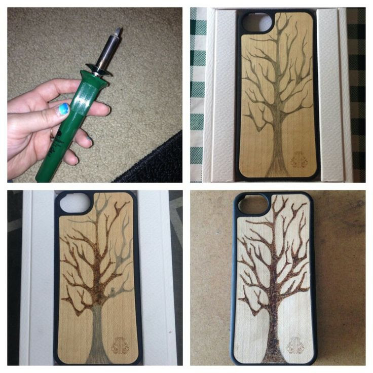 DIY Wooden Phone Case
 Diy Pyrography tree phone case wood burning