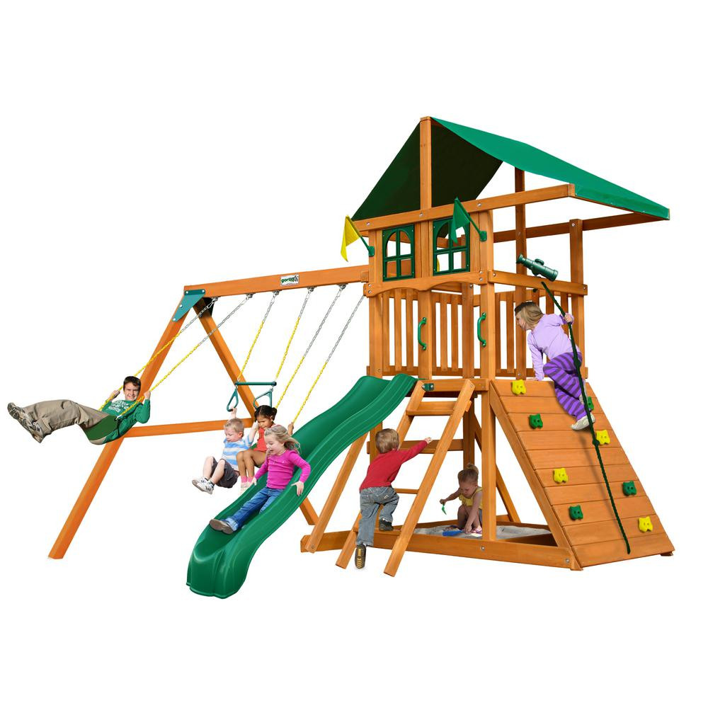DIY Wooden Playset
 Gorilla Playsets DIY Outing III Treehouse Wooden Swing Set