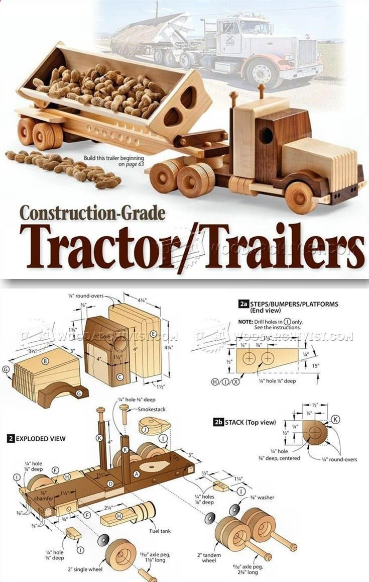 DIY Wooden Toys Plans
 1791 Wooden Truck and Trailer Plan Children’s Wooden