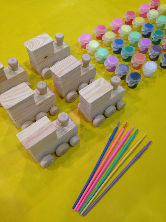 DIY Wooden Trains
 Items similar to DIY 12 Wooden Train 12 paints 12