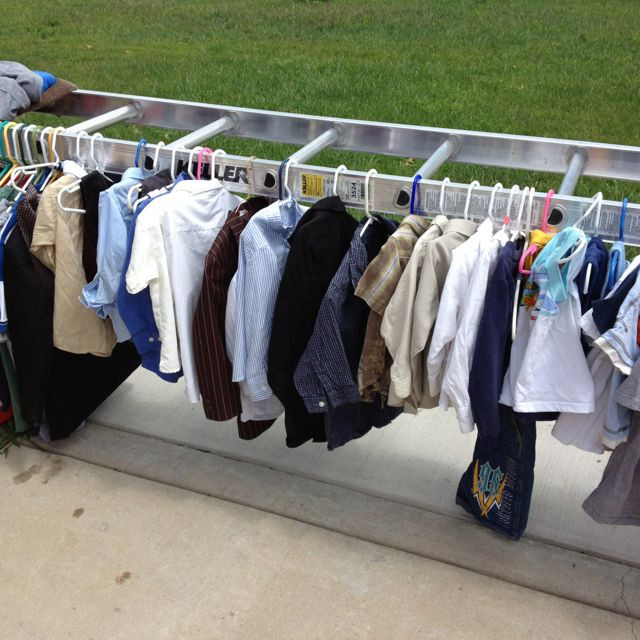 DIY Yard Sale Clothes Rack
 Great idea for displaying clothes at a garage sale Turn a