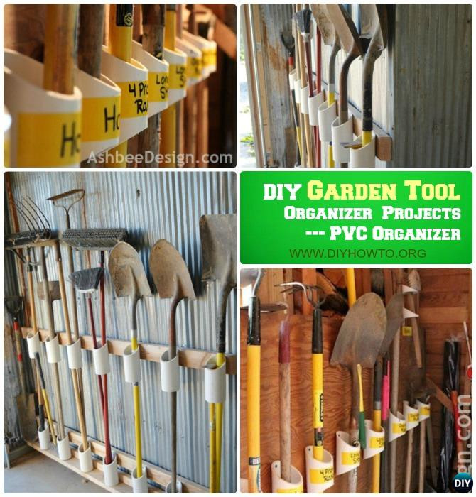 DIY Yard Tool Organizer
 Garden Tool Organizer Storage DIY Ideas Projects Instructions