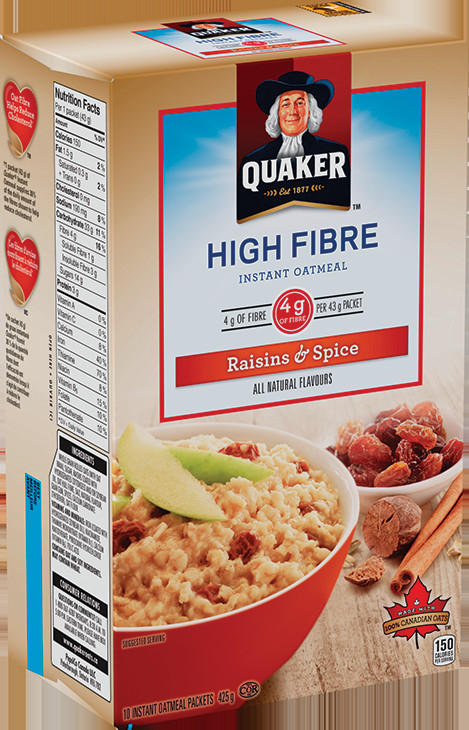 Do Oats Have Fiber
 Quaker High Fibre Raisins & Spice Instant Oatmeal