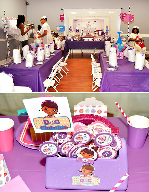 Doc Mcstuffin Birthday Party Ideas
 Pink and Purple Doc McStuffins Party Hostess with the