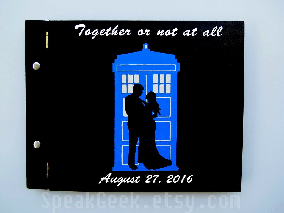 Doctor Who Wedding Guest Book
 Dr Who Tardis Custom Wood Wedding Guest Book Geek Scrap