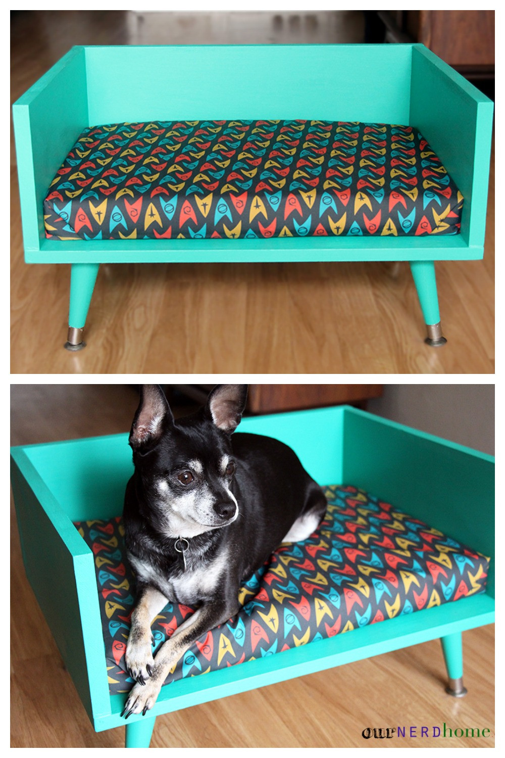 Dog Bed DIY
 DIY Mid Century Style Pet Bed with a Touch of Star Trek