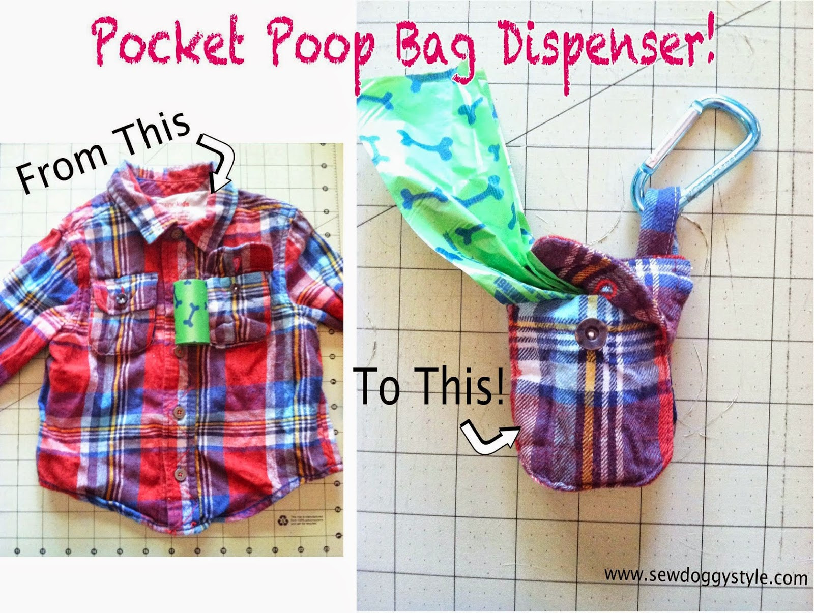 Dog Poop Bag Dispenser DIY
 Sew DoggyStyle DIY Recycled Pocket Poop Bag Dispenser