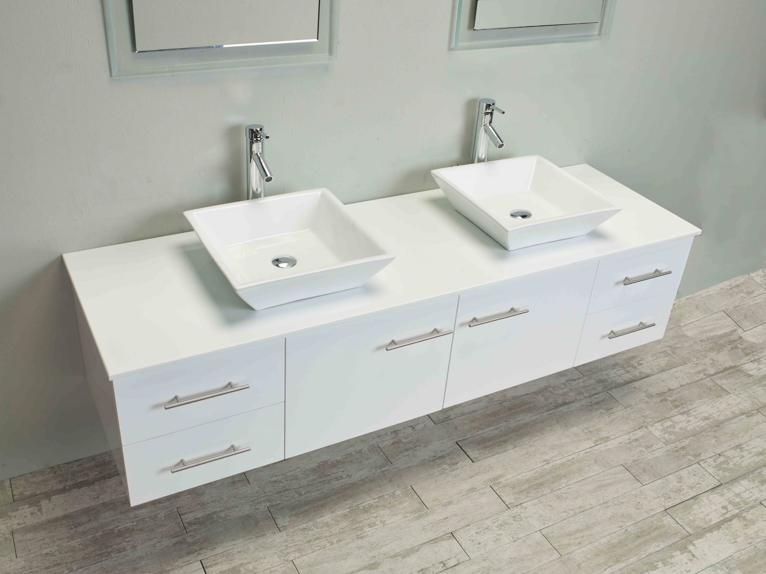 Double Sinks Bathroom
 Totti Wave 72 inch White Modern Double Sink Bathroom