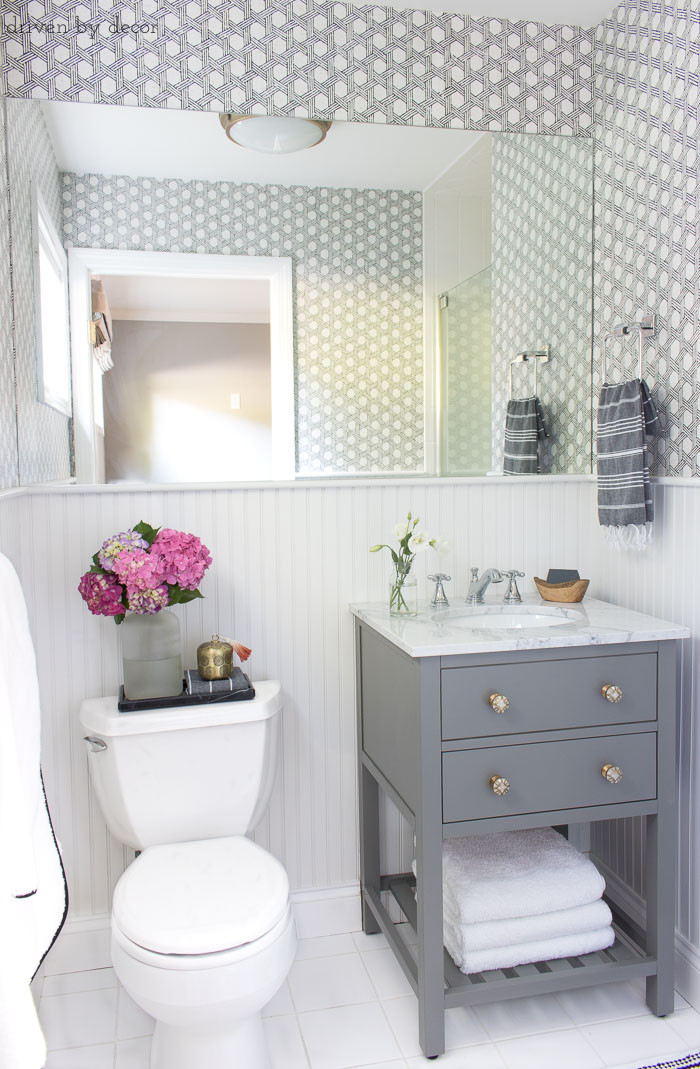 Double Vanity For Small Bathroom
 My Secret Weapon for Wallpapering Your Bathroom