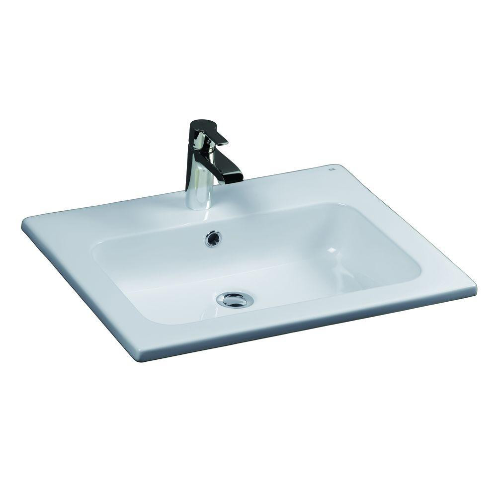Drop In Bathroom Sink
 Barclay Products Cilla Drop In Bathroom Sink in White 4