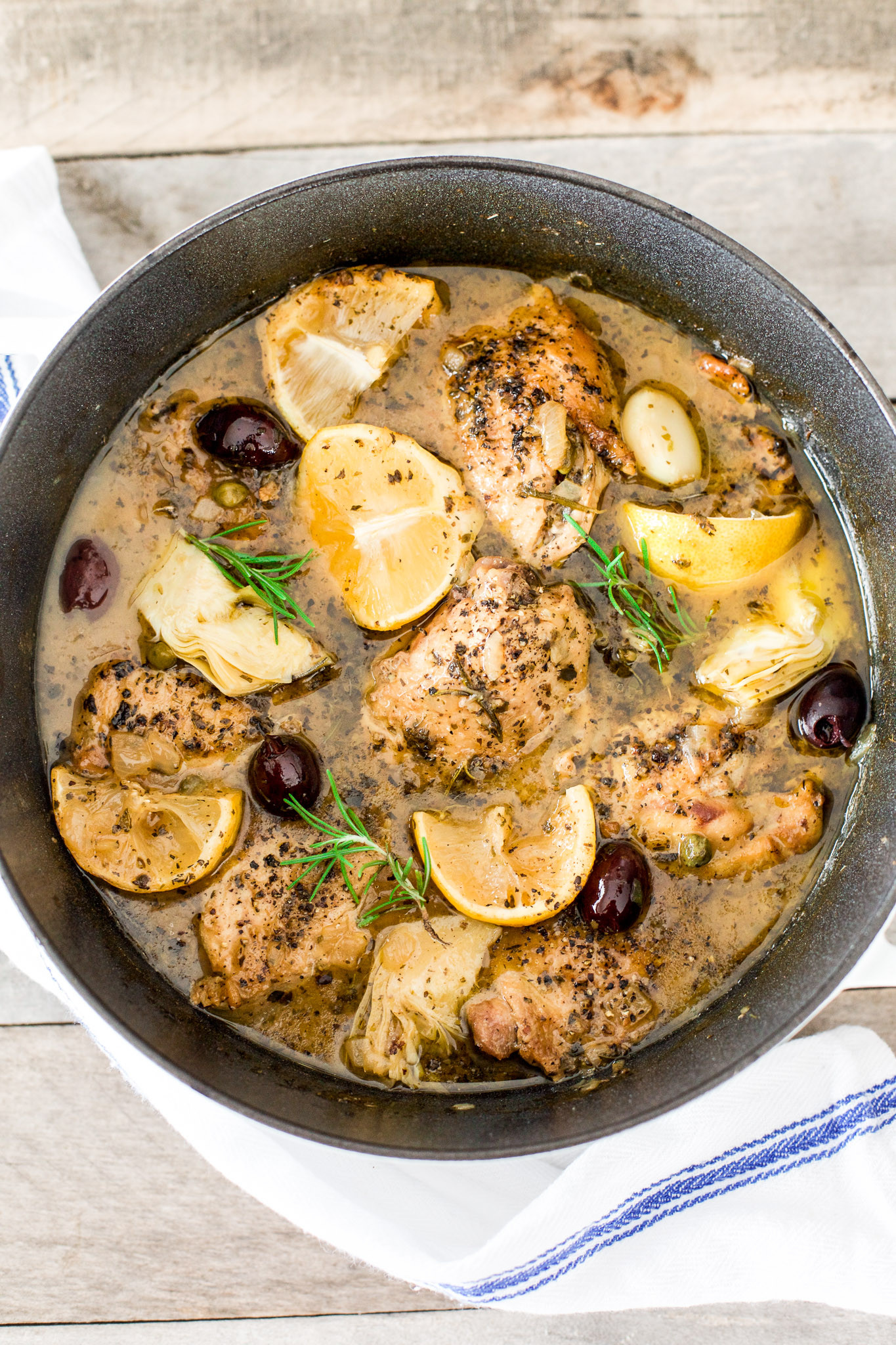 Dutch Oven Chicken Thighs
 GREEK ROASTED CHICKEN THIGHS WITH LEMON CAPERS AND
