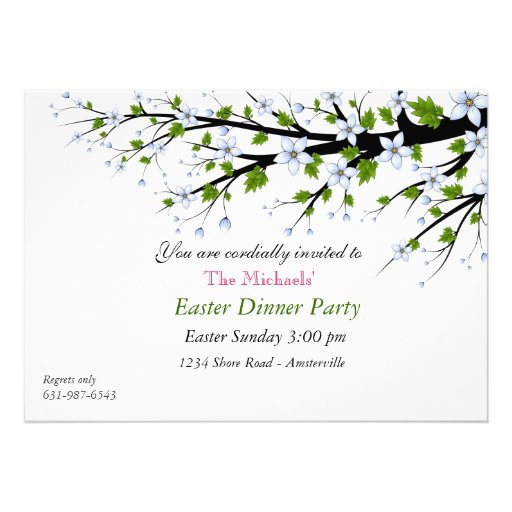 Easter Dinner Invitations
 Cherry Blossoms Easter Dinner Party Invitation
