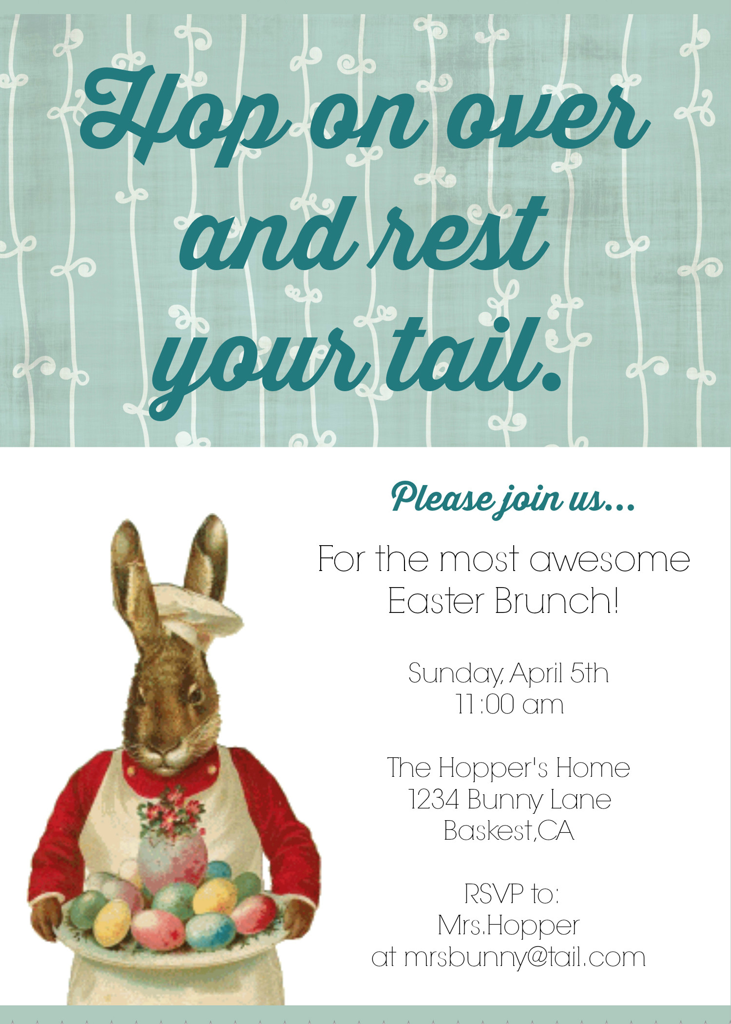 Easter Dinner Invitations
 DIY Printable Easter Brunch Invite
