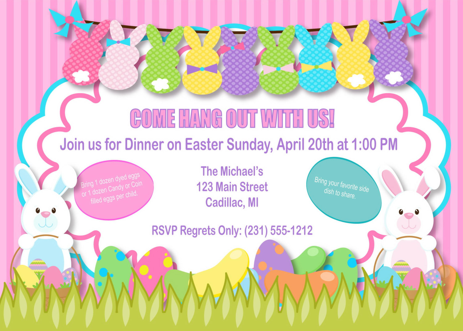 Easter Dinner Invitations
 Bunnies Easter Invitation Bunnies Easter Party Invitation