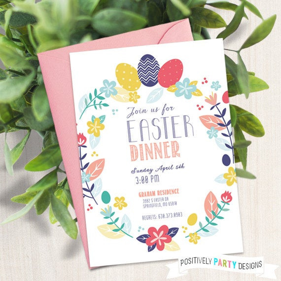 Easter Dinner Invitations
 Easter Dinner Invitation Easter Retro Flowers by