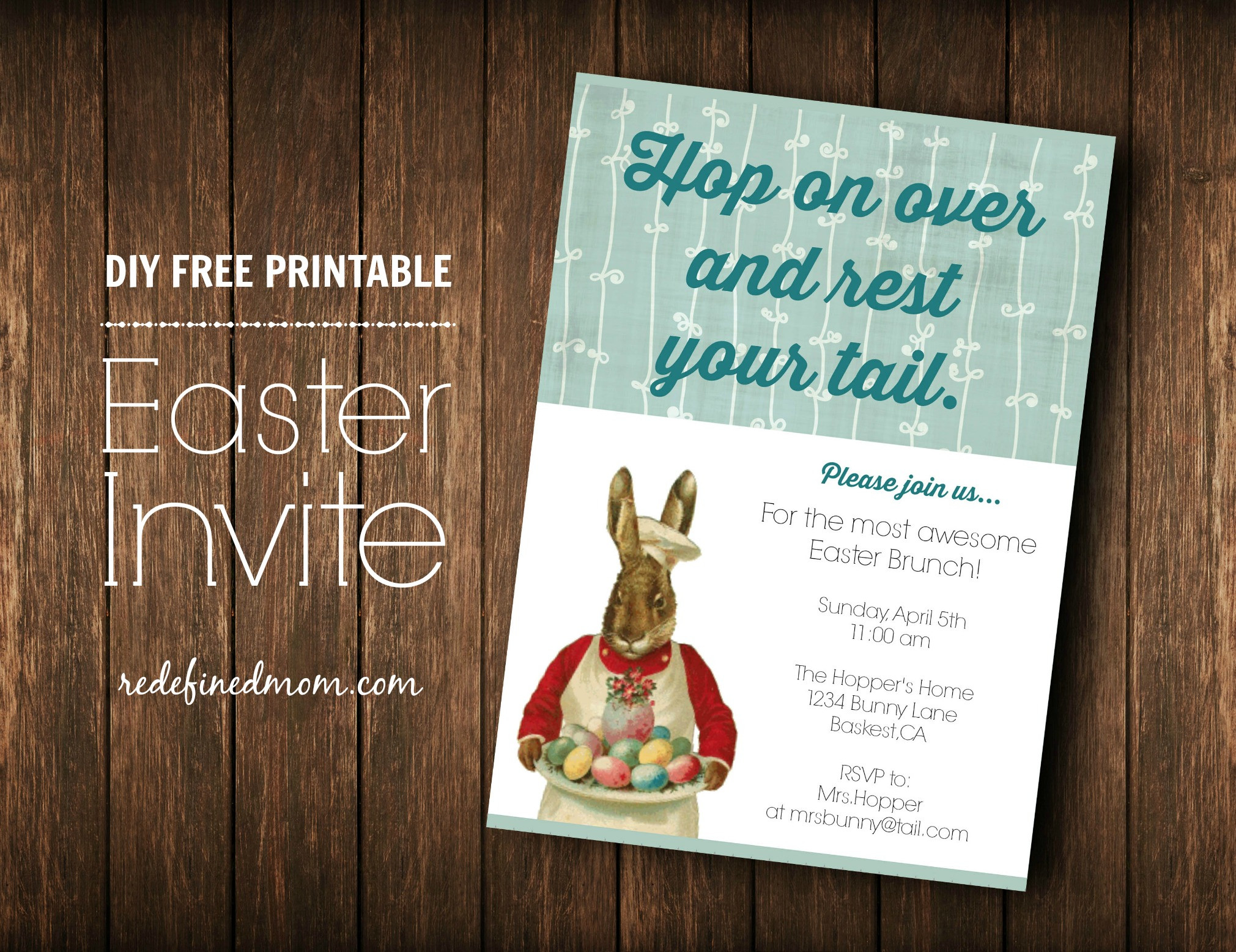 Easter Dinner Invitations
 DIY Printable Easter Brunch Invite
