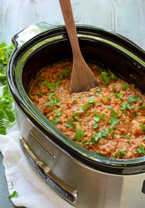 Easy Vegan Crockpot Recipes
 Red Lentil Cauliflower Curry Slow Cooker Recipe