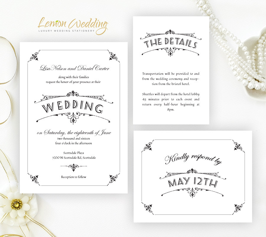 Easy Wedding Invitations
 Simple Wedding Invitation Sets LemonWedding