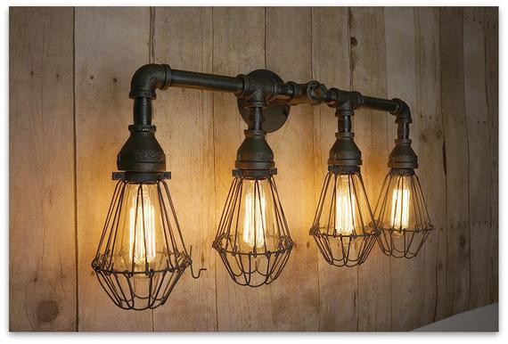 Edison Bathroom Lighting
 Edison Bathroom Vanity Light With Cages by 9thAveIronWorks