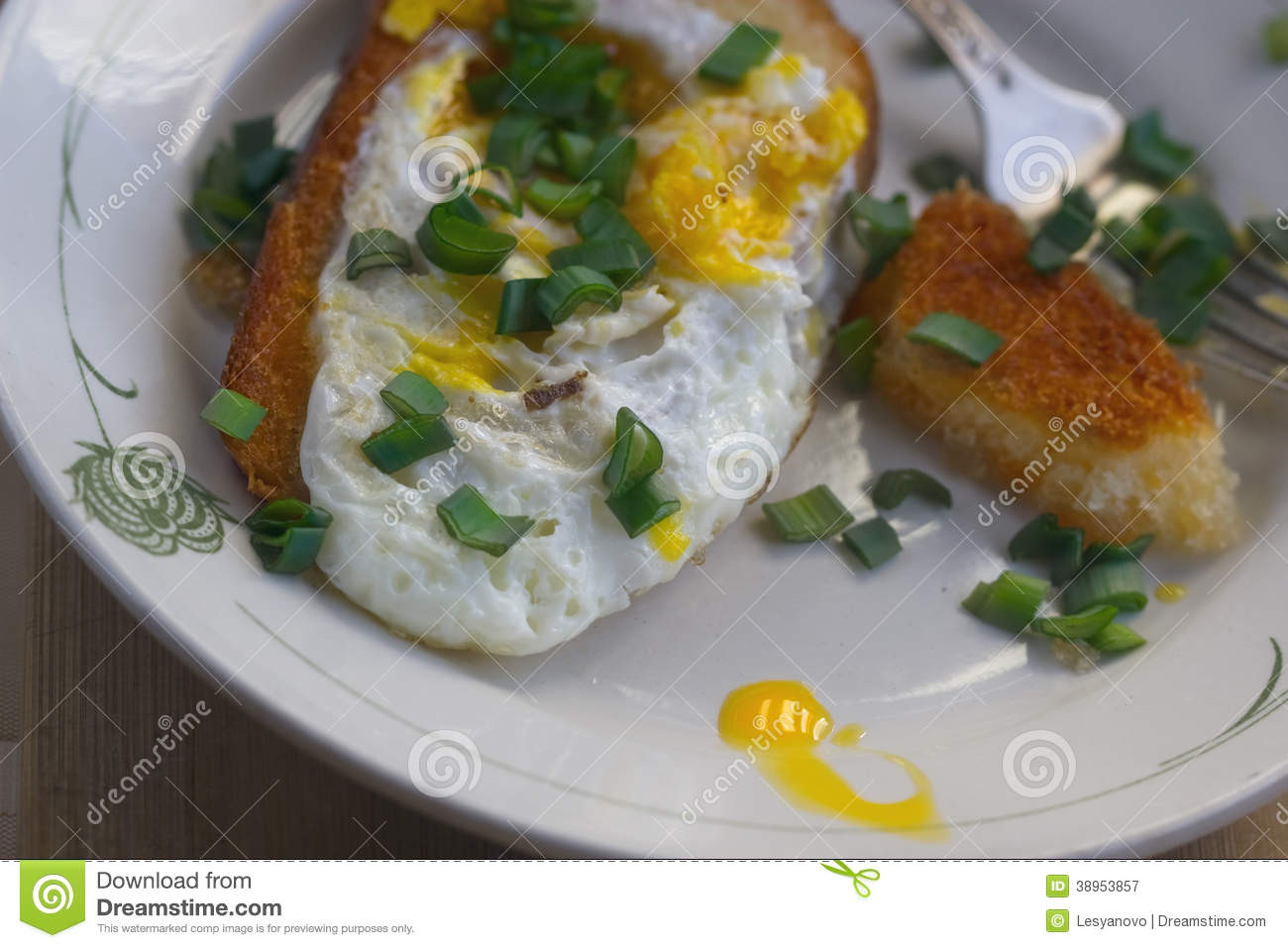 Egg Fried Bread
 Egg Fried Bread For Breakfast Along The Village Stock