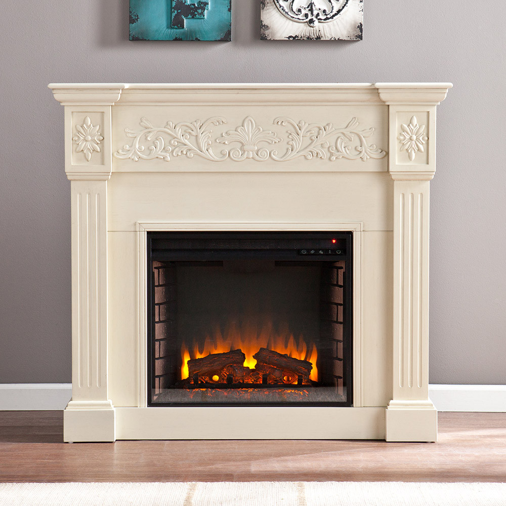 Electric Fireplace And Mantel
 Calvert Ivory Electric Fireplace Mantel Package