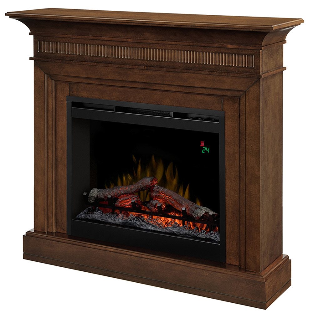 Electric Fireplace And Mantel
 Harleigh Walnut Electric Fireplace Mantel Package
