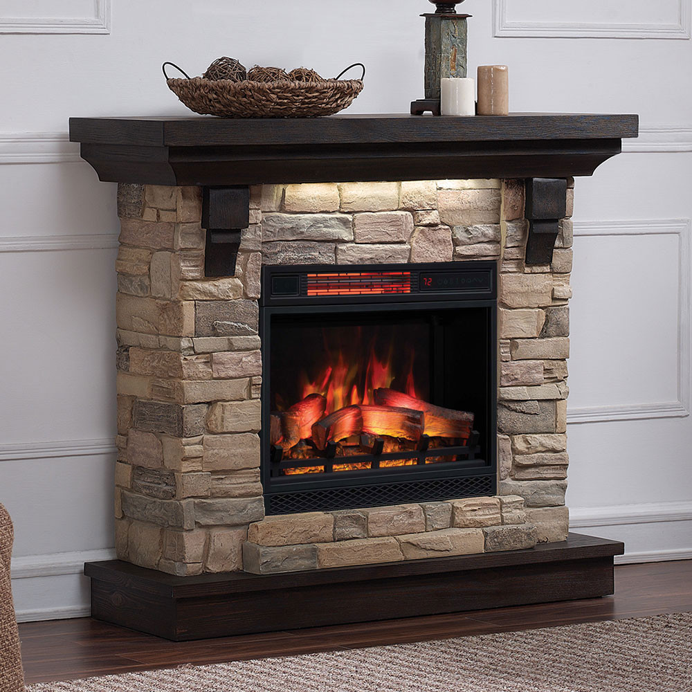 Electric Fireplace And Mantel
 Eugene Infrared Electric Fireplace Mantel Package in Aged
