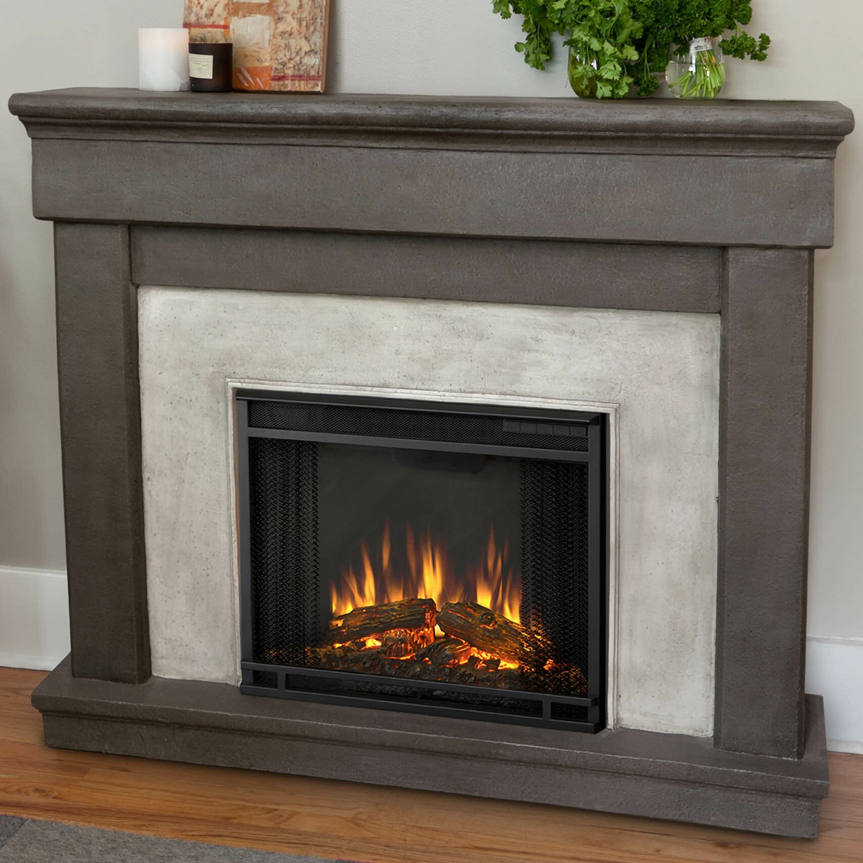 Electric Fireplace And Mantel
 Real Flame Cast Mantel Cascade Electric Fireplace