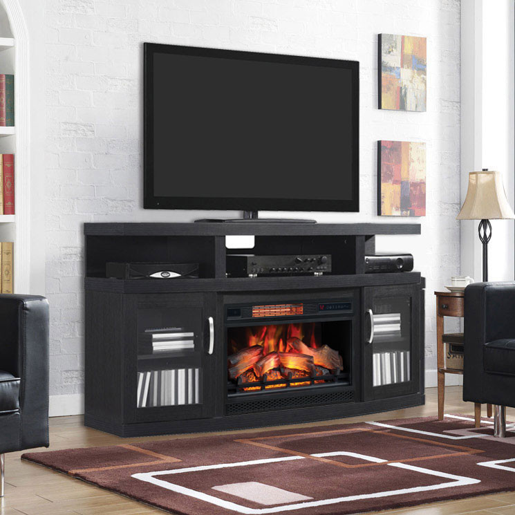 Electric Fireplace Cabinet
 Cantilever Cabinet Embossed Oak & 26" Infrared Firebox