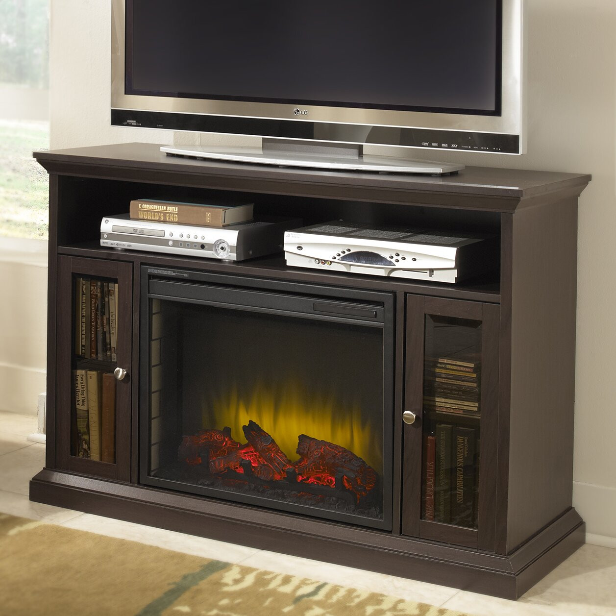 Electric Fireplace Cabinet
 Pleasant Hearth Riley Media Cabinet Electric Fireplace
