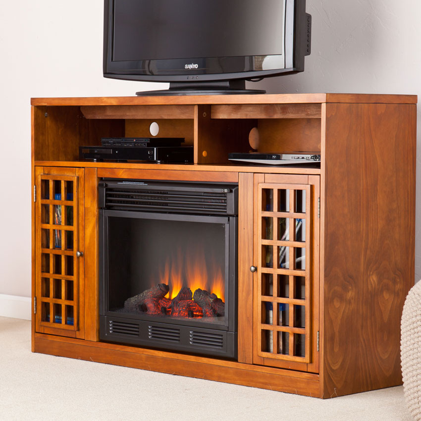 Electric Fireplace Cabinet
 Narita Electric Fireplace Media Cabinet in Glazed Pine