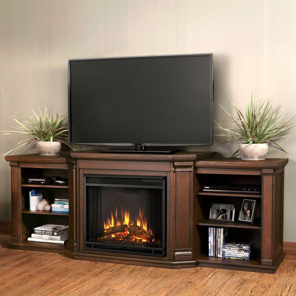 Electric Fireplace Media
 Real Flame Valmont 76 in Media Console Electric Fireplace