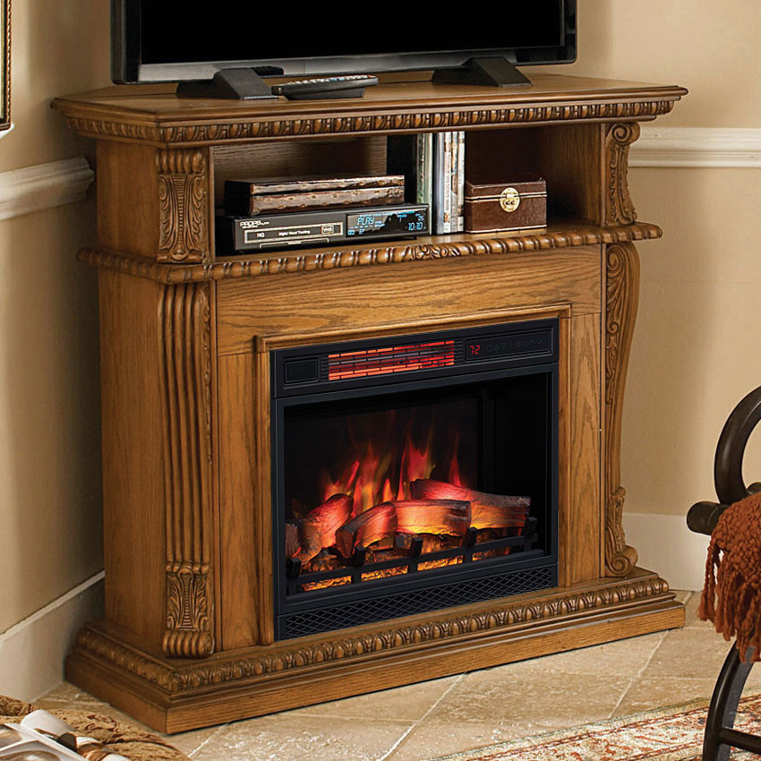 Electric Fireplace Media
 Corinth Infrared Electric Fireplace Media Console in Oak