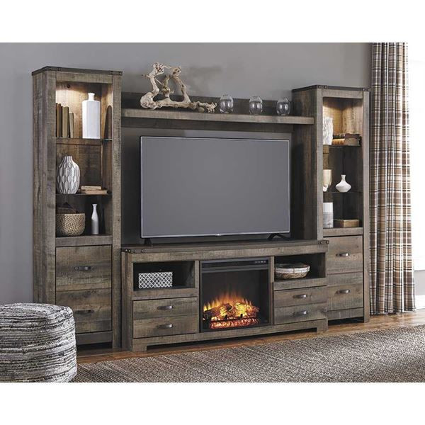 Electric Fireplace Wall Unit
 Trinell Entertainment Wall with Fireplace Console W446