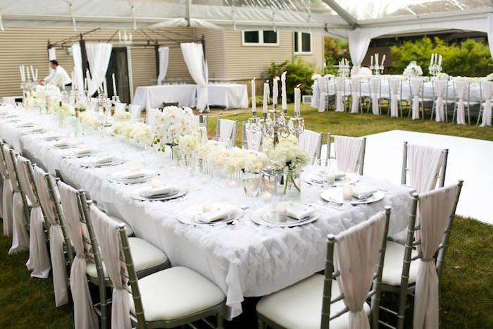 Elegant Backyard Party Ideas
 Kara s Party Ideas Elegant White Outdoor Dinner Party