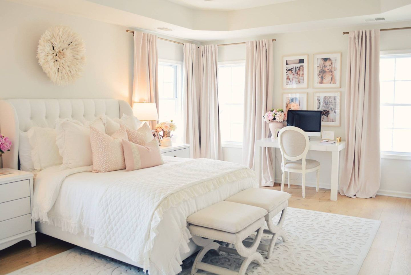 Elegant Bedspreads Master Bedroom
 Elegant White Master Bedroom & Blush Decorative Pillows