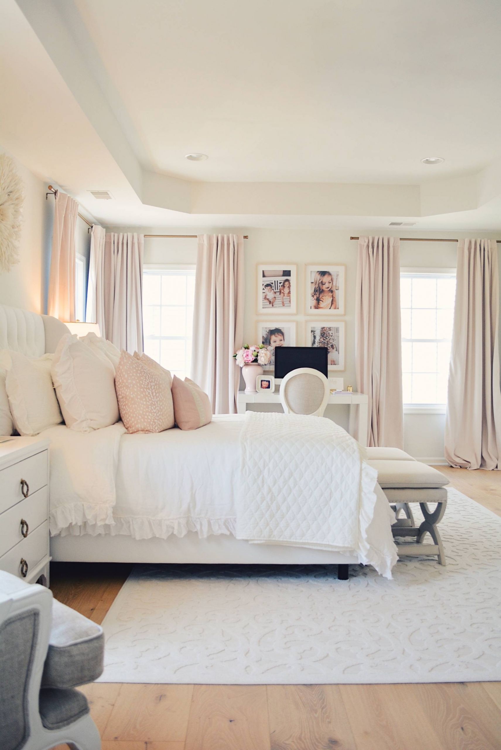 Elegant Bedspreads Master Bedroom
 Elegant White Master Bedroom & Blush Decorative Pillowsl