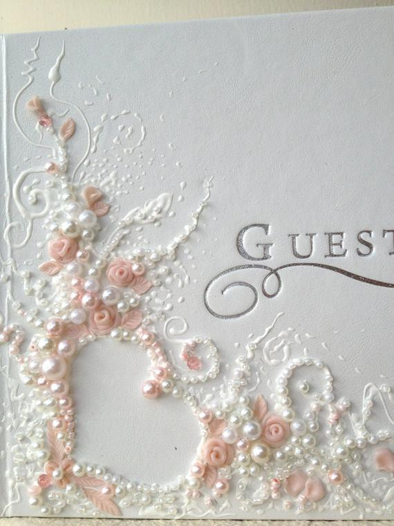 Elegant Wedding Guest Book
 Personalized wedding guest book elegant guest by PureBeautyArt