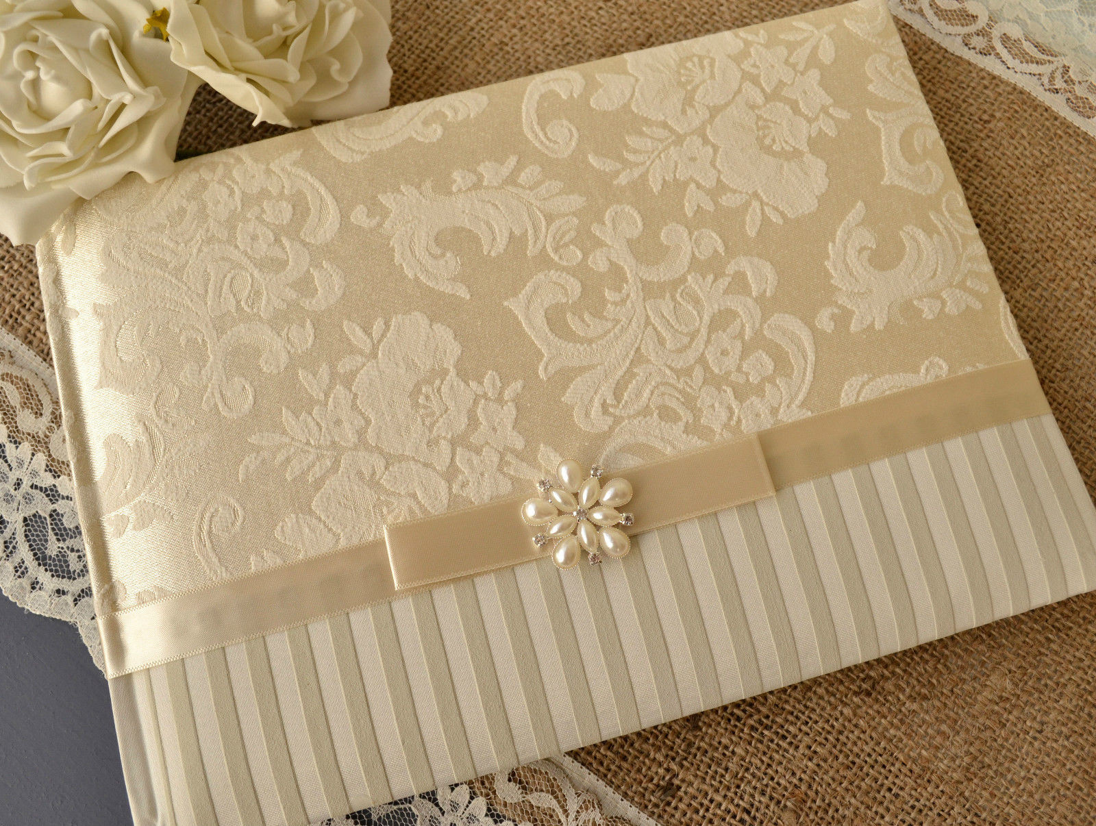 Elegant Wedding Guest Book
 Personalised Handmade Wedding Guest Book Elegant Ivory